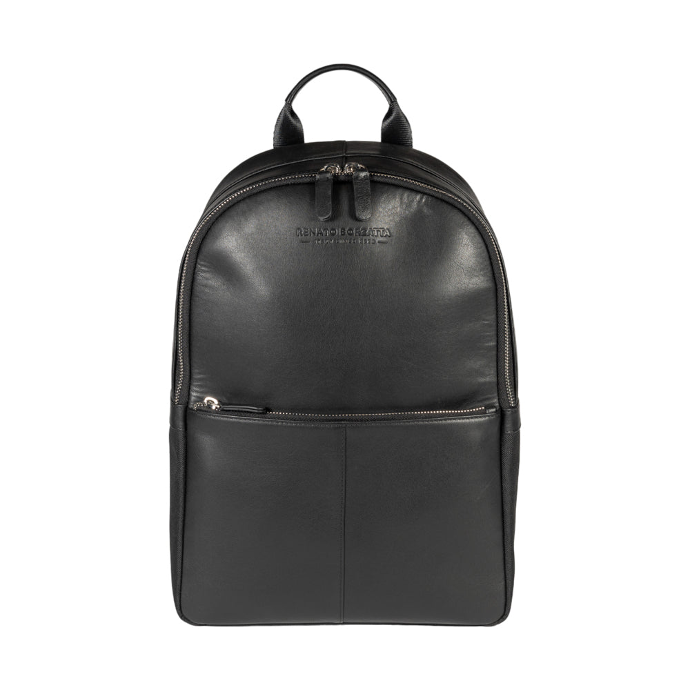 RB2001A | Netbook/Tablet Carrier Backpack in Nylon/Vera Leather, with light grain. Zipper closure and adjustable shoulder straps - Black color - Dimensions: 27 x 38 x 14 cm. Packaging: Non-Woven Fabric Bag